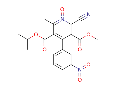 Molecular Structure of 145220-89-9 (2-cyano-5-isopropoxycarbonyl-3-methoxycarbonyl-6-methyl-4-(3-nitrophenyl)pyridine-N-oxide)