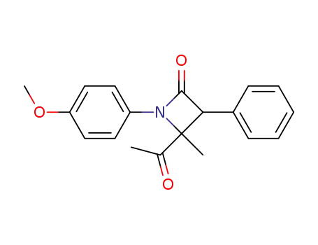 Molecular Structure of 84197-63-7 (2-Azetidinone, 4-acetyl-1-(4-methoxyphenyl)-4-methyl-3-phenyl-)