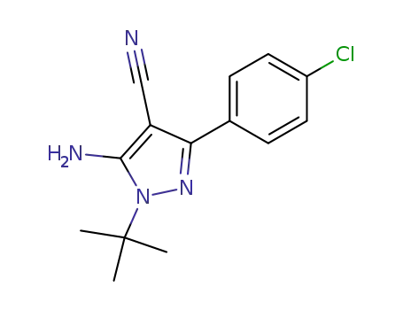 Molecular Structure of 180903-14-4 (5-AMINO-1-(TERT-BUTYL)-3-(4-CHLOROPHENYL)-1H-PYRAZOLE-4-CARBONITRILE)