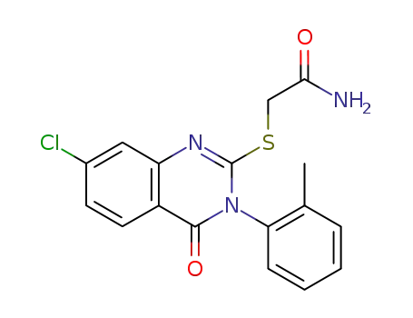 Molecular Structure of 118449-22-2 (2-{[7-chloro-3-(2-methylphenyl)-4-oxo-3,4-dihydroquinazolin-2-yl]sulfanyl}acetamide)