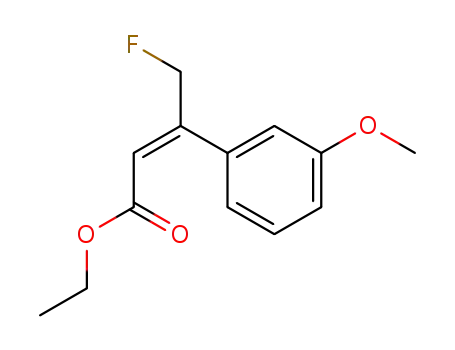 Molecular Structure of 89999-11-1 (2-Butenoic acid, 4-fluoro-3-(3-methoxyphenyl)-, ethyl ester, (E)-)