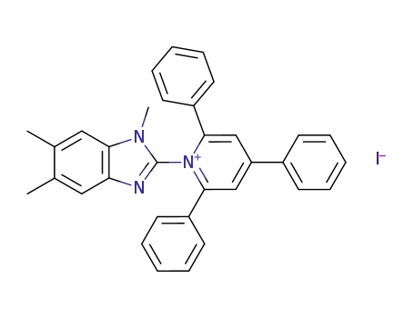 Molecular Structure of 130787-40-5 (2,4,6-triphenyl-1-(1,5,6-trimethyl-1H-benzimidazol-2-yl)pyridinium iodide)
