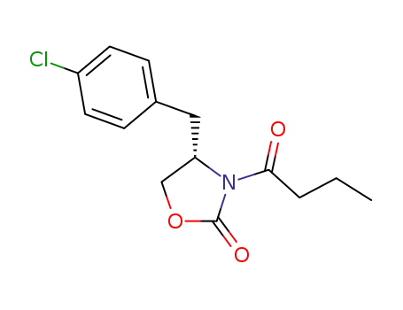 Molecular Structure of 111292-89-8 (2-Oxazolidinone, 4-[(4-chlorophenyl)methyl]-3-(1-oxobutyl)-)