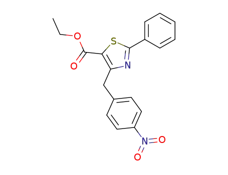 Molecular Structure of 119512-18-4 (5-Thiazolecarboxylic acid, 4-[(4-nitrophenyl)methyl]-2-phenyl-, ethyl
ester)