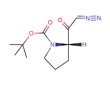 Molecular Structure of 101130-03-4 ((L)-2-DIAZOACETYL-PYRROLIDINE-1-CARBOXYLIC ACID TERT-BUTYL ESTER)