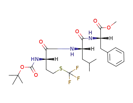 Molecular Structure of 201870-92-0 ((S)-2-[(S)-2-((S)-2-tert-Butoxycarbonylamino-4-trifluoromethylsulfanyl-butyrylamino)-4-methyl-pentanoylamino]-3-phenyl-propionic acid methyl ester)