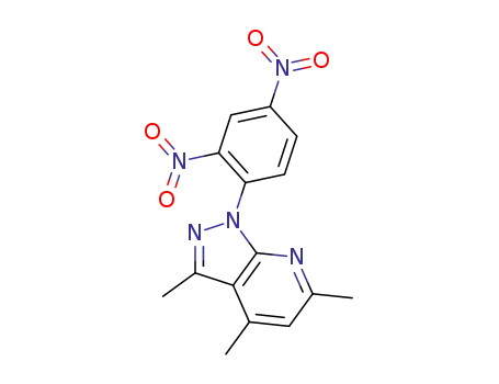Molecular Structure of 116835-11-1 (1-(2,4-Dinitro-phenyl)-3,4,6-trimethyl-1H-pyrazolo[3,4-b]pyridine)