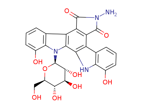 Molecular Structure of 151069-08-8 (5H-Indolo[2,3-a]pyrrolo[3,4-c]carbazole-5,7(6H)-dione,6-amino-12-b-D-glucopyranosyl-12,13-dihydro-1,11-dihydroxy-)