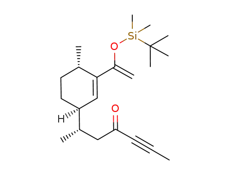 Molecular Structure of 1220706-65-9 ((S)-6-((1R,4S)-3-(1-(tert-butyldimethylsilyloxy)vinyl)-4-methylcyclohex-2-enyl)hept-2-yn-4-one)