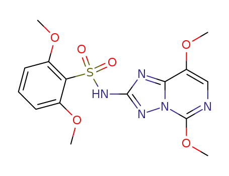 Molecular Structure of 219713-28-7 (2,6-dimethoxy-N-(5,8-dimethoxy-1,2,4-triazolo[1,5-c]pyrimidin-2-yl)benzenesulfonamide)