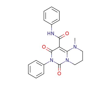 Molecular Structure of 1227407-95-5 (1-methyl-6,8-dioxo-N,7-diphenyl-2,3,4,6,7,8-hexahydro-1H-pyrimido[1,6-a]pyrimidine-9-carboxamide)