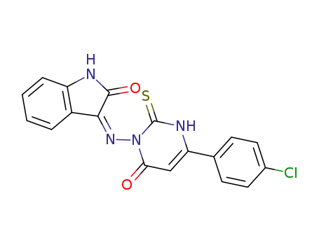 6-p-chlorophenyl-3-[2-oxo-2H,3H-benzo(b)pyrrolidine-3-iminyl]-4-oxo-2-thioxo-1,2,4-trihydropyrimidine