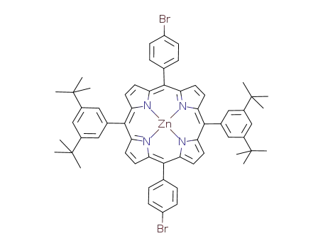 Molecular Structure of 1202170-65-7 (5,15-bis[3,5-di(tert-butyl)phenyl]-10,20-bis(4-bromophenyl)porphyrinato-N<sup>(21)</sup>,N<sup>(22)</sup>,N<sup>(23)</sup>,N<sup>(24)</sup>zinc(II))