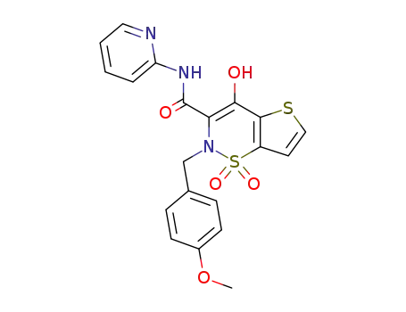 4-Hydroxy-2-(4-methoxy-benzyl)-1,1-dioxo-1,2-dihydro-1λ<sup>6</sup>-thieno[2,3-e][1,2]thiazine-3-carboxylic acid pyridin-2-ylamide