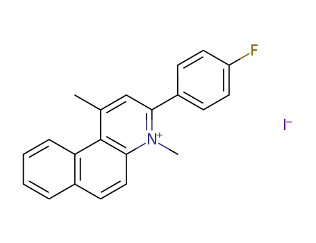 Molecular Structure of 51732-38-8 (Benzo[f]quinolinium, 3-(4-fluorophenyl)-1,4-dimethyl-, iodide)