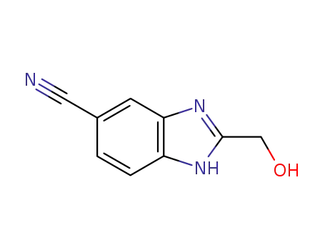 Molecular Structure of 237429-61-7 (1H-Benzimidazole-5-carbonitrile,2-(hydroxymethyl)-(9CI))