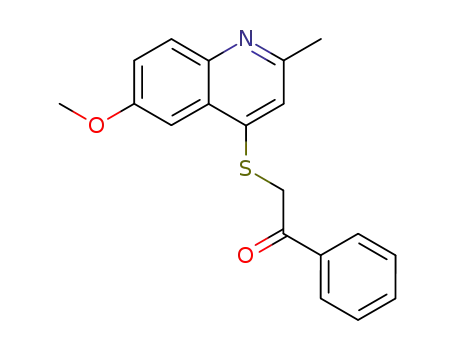 Molecular Structure of 134826-35-0 (2-((6-Methoxy-2-methyl-4-quinolinyl)thio)-1-phenylethanone)