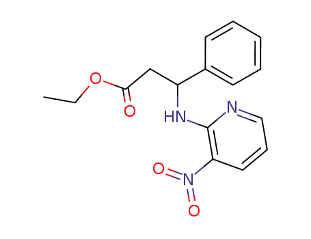 Molecular Structure of 90059-54-4 (Benzenepropanoic acid, b-[(3-nitro-2-pyridinyl)amino]-, ethyl ester)