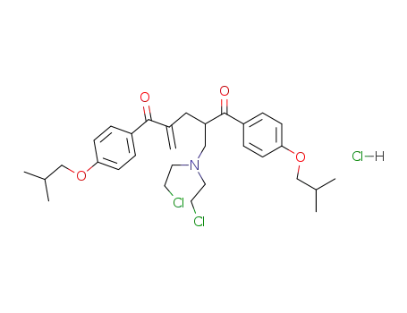 Molecular Structure of 101684-64-4 (2-{[bis(2-chloroethyl)amino]methyl}-4-methylidene-1,5-bis[4-(2-methylpropoxy)phenyl]pentane-1,5-dione hydrochloride)