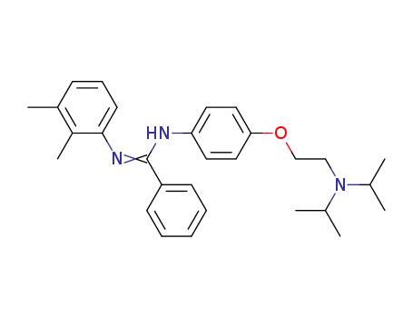 31109-83-8,N-[p-[2-(Diisopropylamino)ethoxy]phenyl]-N'-(2,3-xylyl)benzamidine,Benzamidine,N-[p-[2-(diisopropylamino)ethoxy]phenyl]-N'-2,3-xylyl- (8CI);Benzenecarboximidamide,N-[4-[2-[bis(1-methylethyl)amino]ethoxy]phenyl]-N'-(2,3-dimethylphenyl)- (9CI)