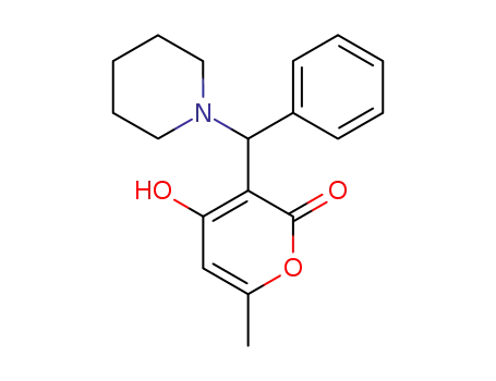 Molecular Structure of 106148-29-2 (2H-Pyran-2-one, 4-hydroxy-6-methyl-3-(phenyl-1-piperidinylmethyl)-)