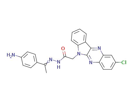 Molecular Structure of 109322-08-9 (6H-Indolo[2,3-b]quinoxaline-6-aceticacid, 2-chloro-, 2-[1-(4-aminophenyl)ethylidene]hydrazide)