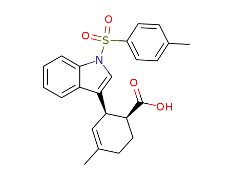 Molecular Structure of 121667-72-9 (3-Cyclohexene-1-carboxylic acid,
4-methyl-2-[1-[(4-methylphenyl)sulfonyl]-1H-indol-3-yl]-, cis-)