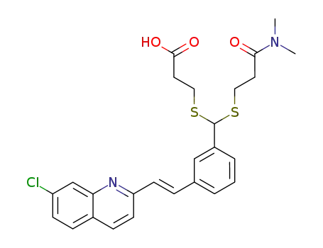 Molecular Structure of 115104-28-4 ((E)-3-[[[3-[2-(7-CHLORO-2-QUINOLINYL)ETHENYL]PHENYL]-[[(3-DIMETHYLAMINO)-3-OXOPROPYL]THIO]METHYL]THIO]-PROPANOIC ACID, SODIUM SALT)