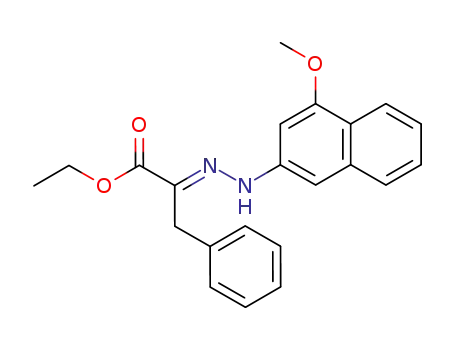 Molecular Structure of 90073-01-1 (Benzenepropanoic acid, a-[(4-methoxy-2-naphthalenyl)hydrazono]-,
ethyl ester, (E)-)