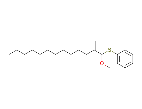 Molecular Structure of 93233-73-9 (Benzene, [(1-methoxy-2-methylenetridecyl)thio]-)