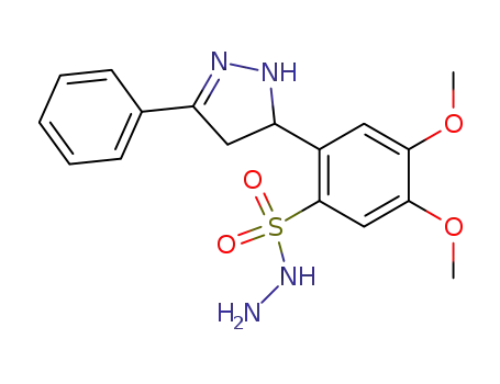 Molecular Structure of 139435-88-4 (Benzenesulfonic acid,
2-(4,5-dihydro-3-phenyl-1H-pyrazol-5-yl)-4,5-dimethoxy-, hydrazide)