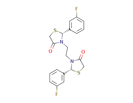 Molecular Structure of 109886-94-4 ((2R)-2-(3-fluorophenyl)-3-[2-[(2R)-2-(3-fluorophenyl)-4-oxo-thiazolidi n-3-yl]ethyl]thiazolidin-4-one)