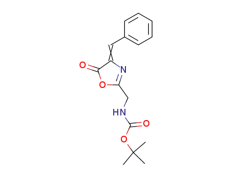 Molecular Structure of 84759-46-6 (Carbamic acid,
[[4,5-dihydro-5-oxo-4-(phenylmethylene)-2-oxazolyl]methyl]-,
1,1-dimethylethyl ester)
