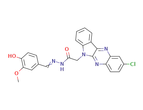 Molecular Structure of 109322-03-4 (6H-Indolo[2,3-b]quinoxaline-6-aceticacid, 2-chloro-, 2-[(4-hydroxy-3-methoxyphenyl)methylene]hydrazide)