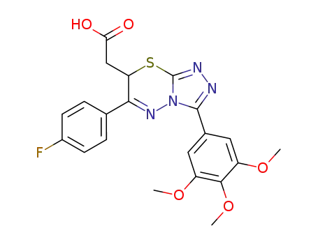 Molecular Structure of 126598-11-6 ([6-(4-fluorophenyl)-3-(3,4,5-trimethoxyphenyl)-7H-[1,2,4]triazolo[3,4-b][1,3,4]thiadiazin-7-yl]acetic acid)