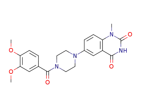 Molecular Structure of 119198-23-1 (6-(4-(3,4-dimethoxybenzoyl)-1-piperazinyl)-1-methyl-1H,3H-quinazolin-2,4-dione)