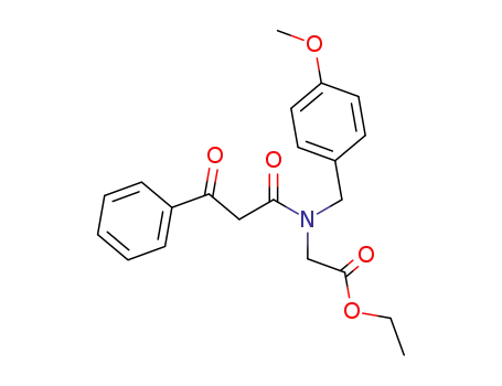 Molecular Structure of 146198-52-9 (Glycine, N-(1,3-dioxo-3-phenylpropyl)-N-[(4-methoxyphenyl)methyl]-,
ethyl ester)