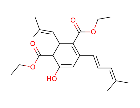 Molecular Structure of 114114-78-2 (3,5-Cyclohexadiene-1,3-dicarboxylic acid,
6-hydroxy-4-(4-methyl-1,3-pentadienyl)-2-(2-methyl-1-propenyl)-, diethyl
ester)