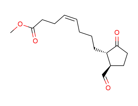 Molecular Structure of 88736-15-6 (2α-(7-methoxycarbonyl-4Z-heptenyl)-3β-formylcyclopentanone)