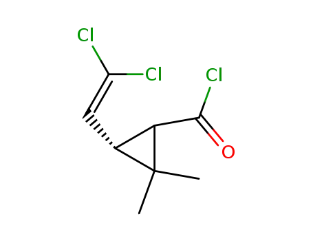 Molecular Structure of 68539-75-3 (Cyclopropanecarbonyl chloride, 3-(2,2-dichloroethenyl)-2,2-dimethyl-,
cis-)