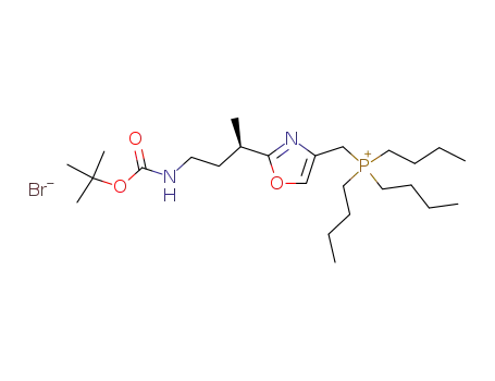 Molecular Structure of 139461-92-0 ([2-((R)-3-tert-Butoxycarbonylamino-1-methyl-propyl)-oxazol-4-ylmethyl]-tributyl-phosphonium; bromide)