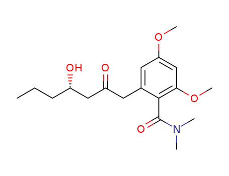 Molecular Structure of 184955-63-3 (Benzamide, 2-(4-hydroxy-2-oxoheptyl)-4,6-dimethoxy-N,N-dimethyl-,
(S)-)