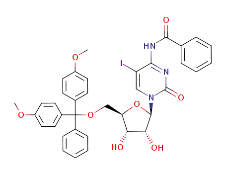 N-(1-{(2R,3R,4S,5R)-5-[Bis-(4-methoxy-phenyl)-phenyl-methoxymethyl]-3,4-dihydroxy-tetrahydro-furan-2-yl}-5-iodo-2-oxo-1,2-dihydro-pyrimidin-4-yl)-benzamide