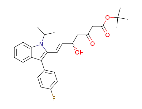 Molecular Structure of 194934-95-7 (tert-Butyl (E)-7-[3-(4-fluorophenyl)-1-(1-methylethyl)-1H-indol-2-yl]-5-hydroxy-3-oxo-6-heptenoate)