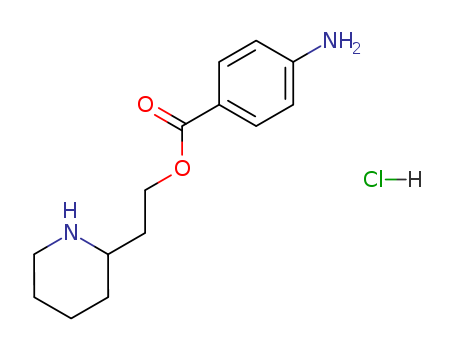 69780-84-3,2-{2-[(4-aminobenzoyl)oxy]ethyl}piperidinium chloride,2-Piperidineethanol,4-aminobenzoate (ester), monohydrochloride (9CI); Benzoic acid, p-amino-,2-(2-piperidyl)ethyl ester-HCl (4CI)