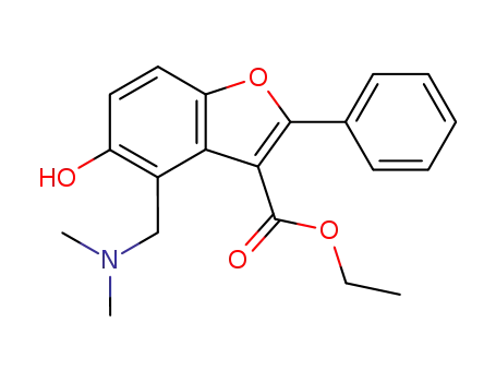 Molecular Structure of 95696-19-8 (ETHYL 4-[(DIMETHYLAMINO)METHYL]-5-HYDROXY-2-PHENYL-1-BENZOFURAN-3-CARBOXYLATE HYDROCHLORIDE)