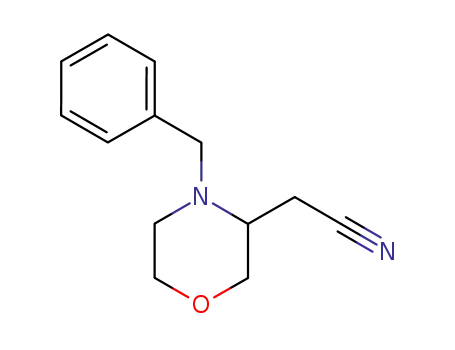 Molecular Structure of 111949-90-7 ((4-Benzyl-Morpholin-3-yl)-acetonitrile)