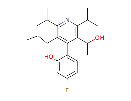 Molecular Structure of 202917-18-8 (3-Pyridinemethanol, 4-(4-fluoro-2-hydroxyphenyl)-a-methyl-2,6-bis(1-methylethyl)-5-propyl-, (aR,4S)-rel- (9CI))
