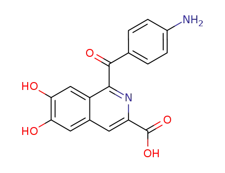 Molecular Structure of 597543-84-5 (3-Isoquinolinecarboxylic acid, 1-(4-aminobenzoyl)-6,7-dihydroxy-)