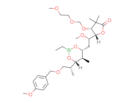 (4R,5R)-5-{(1S)-2-[(4R,5R,6S)-2-ethyl-6-{(1R)-2-[(4-methoxybenzyl)oxy-1-methylethyl]-5-methyl-1,3,2-dioxaborinan-4-yl}-1-methoxyethyl]}-4-[(2-methoxyethoxy)methoxy]-3,3-dimethyldihydrofuran-2(3H)-one